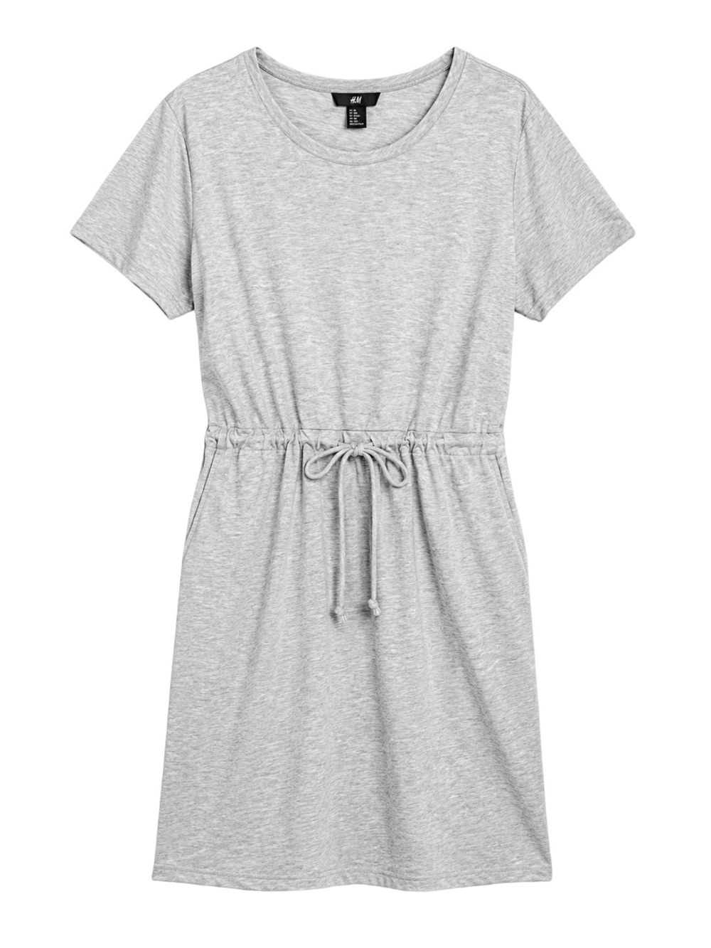 H&M Gray Drawstring Waist T-Shirt Dress Casual Minimalist Lounge Dress Size M